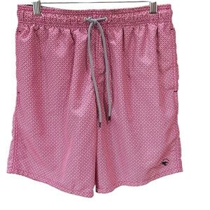 Ted Baker Geometric Print Swim Trunk SZ L 4 Pink Navy